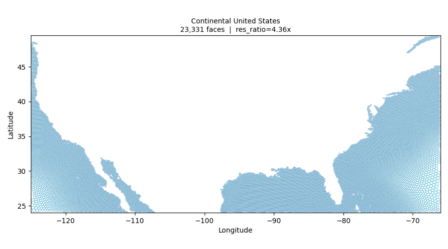Continental US mesh subset.