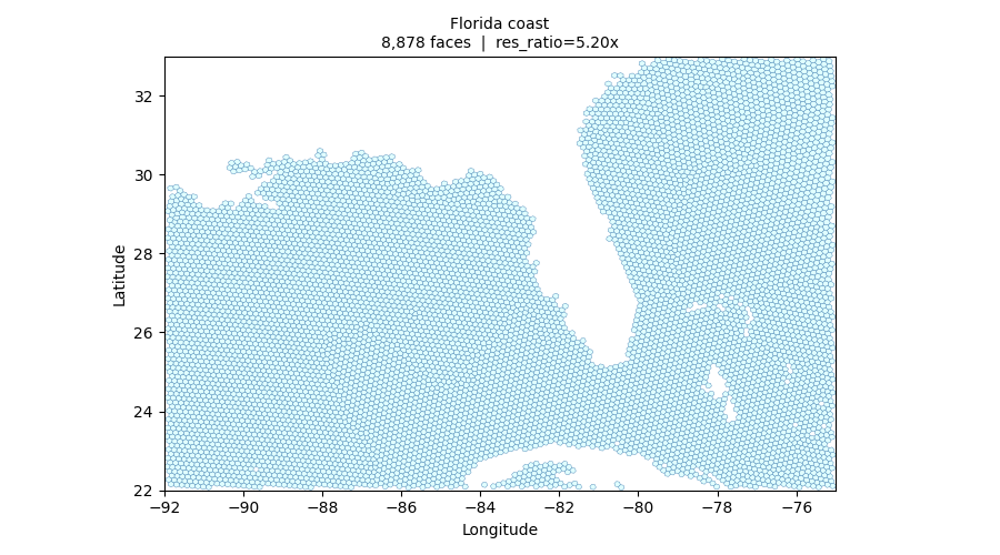 WC14to60 mesh subset: Florida coast, rendered on Improv.