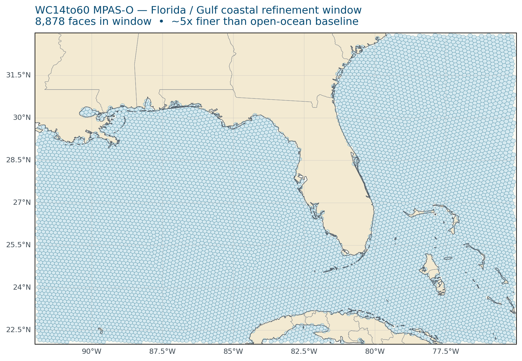 Florida Gulf coastal refinement mesh
